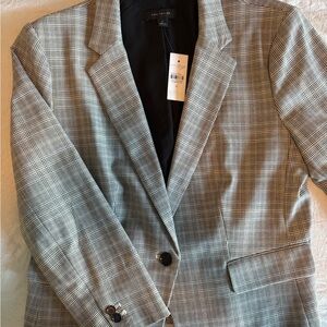 Ann Taylor Brown and Black Plaid Blazer